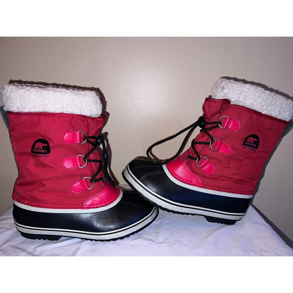 Sorel Womens WINTER CARNIVAL Red Black Waterproof Snow Boots Sz 7